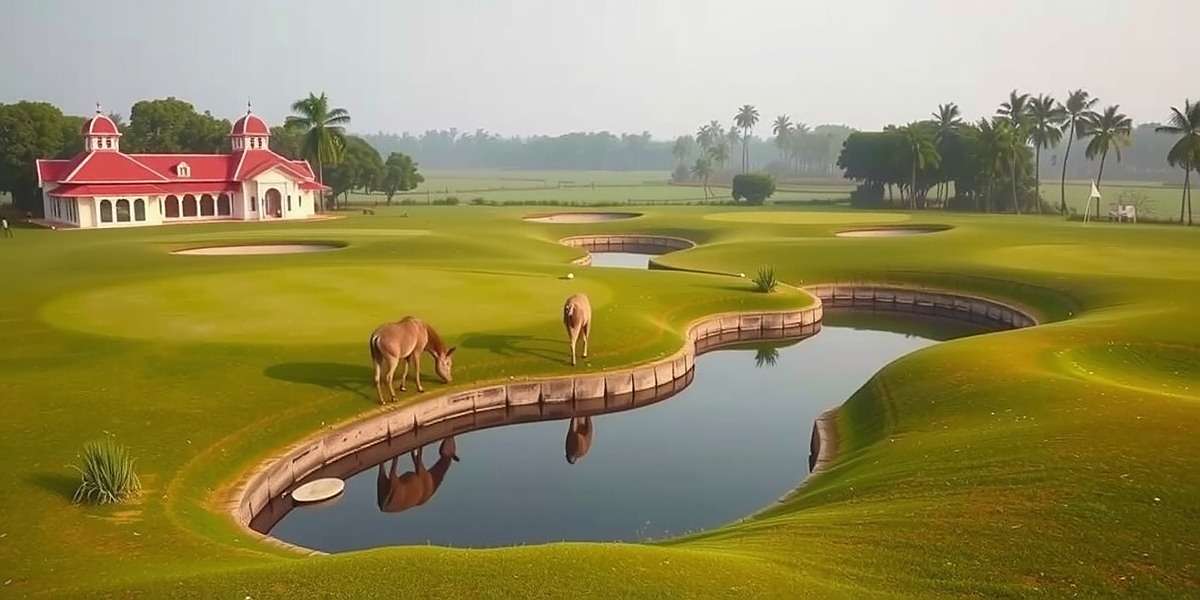 Regional Adaptations in Golf Green India Golf Green India screenshot showing a regional Indian golf course with traditional architecture and local wildlife